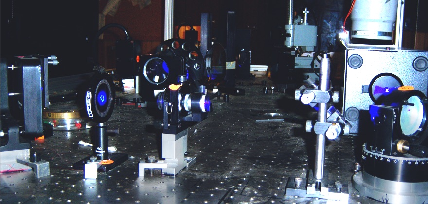 HIT optical engineering lab bench with laser alignment equipment